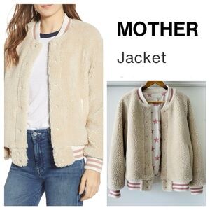 MOTHER The Snap Faux Sherpa Letterman Jacket